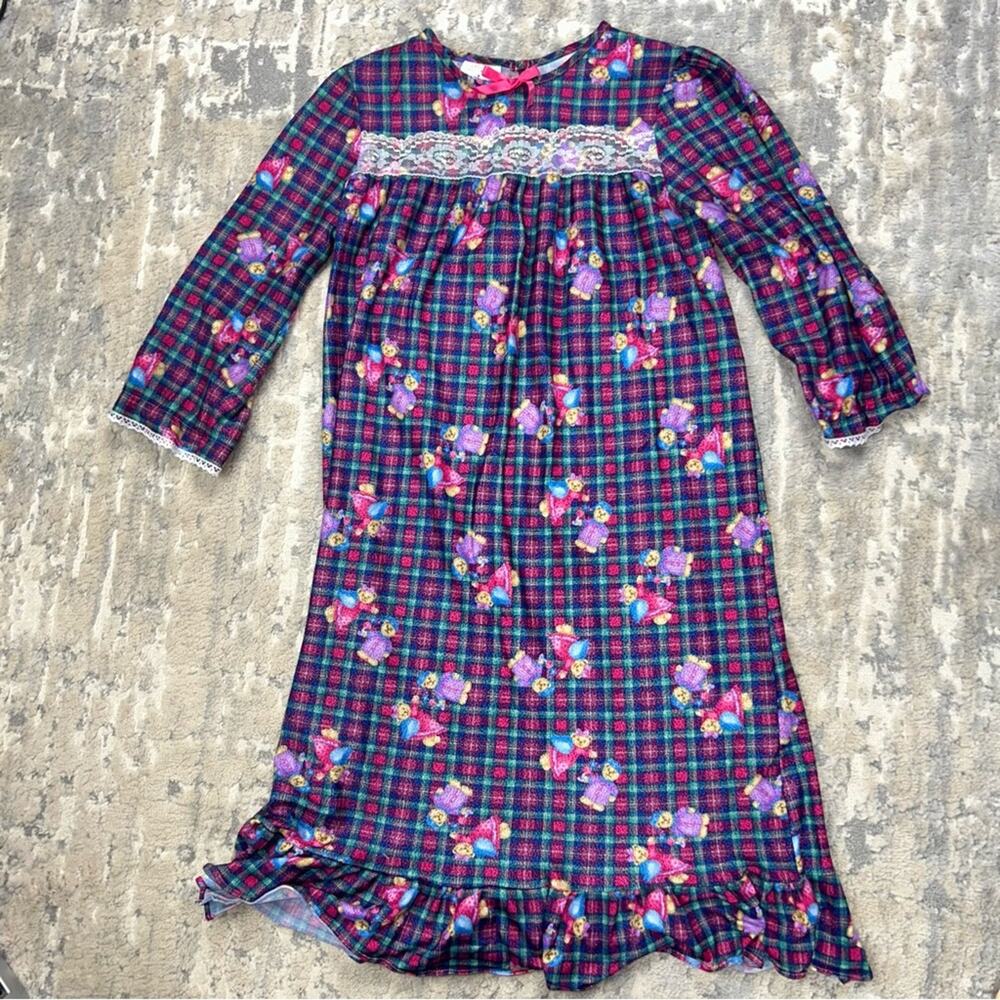 Vintage Basic Editions polyester fleece long winter granny night gown size 8